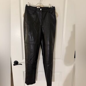 Aritzia Black Straight Leg Leather Pants